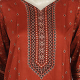 Women's 03pcs Stitched Suit - Rust, Women Shalwar Suits, Chase Value, Chase Value