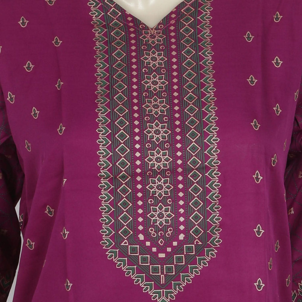 Women's 03pcs Stitched Suit - Purple, Women Shalwar Suits, Chase Value, Chase Value