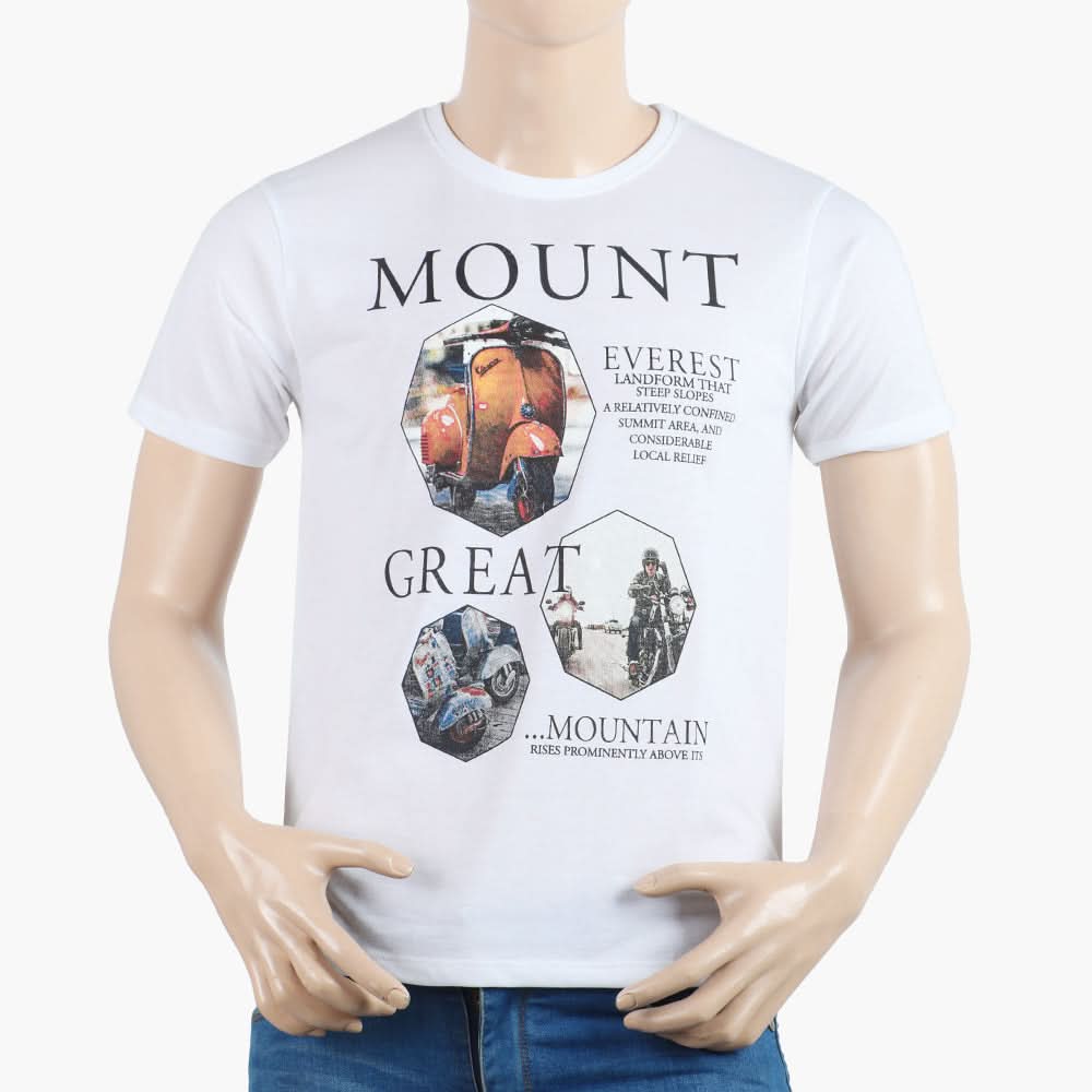 Men's Round Neck Half Sleeves T-Shirt - White, Men's T-Shirts & Polos, Chase Value, Chase Value