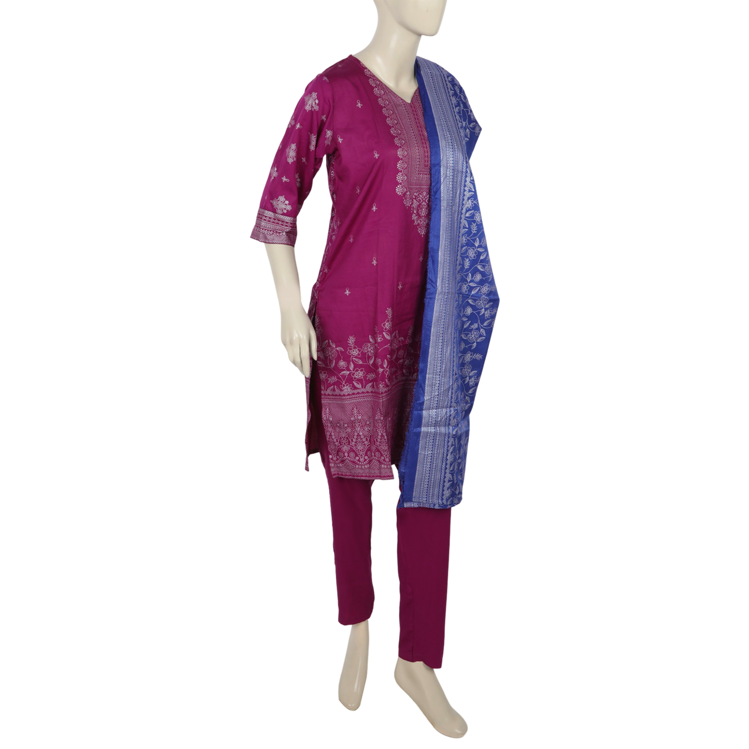 Women's 03pcs Stitched Suit - Purple, Women Shalwar Suits, Chase Value, Chase Value