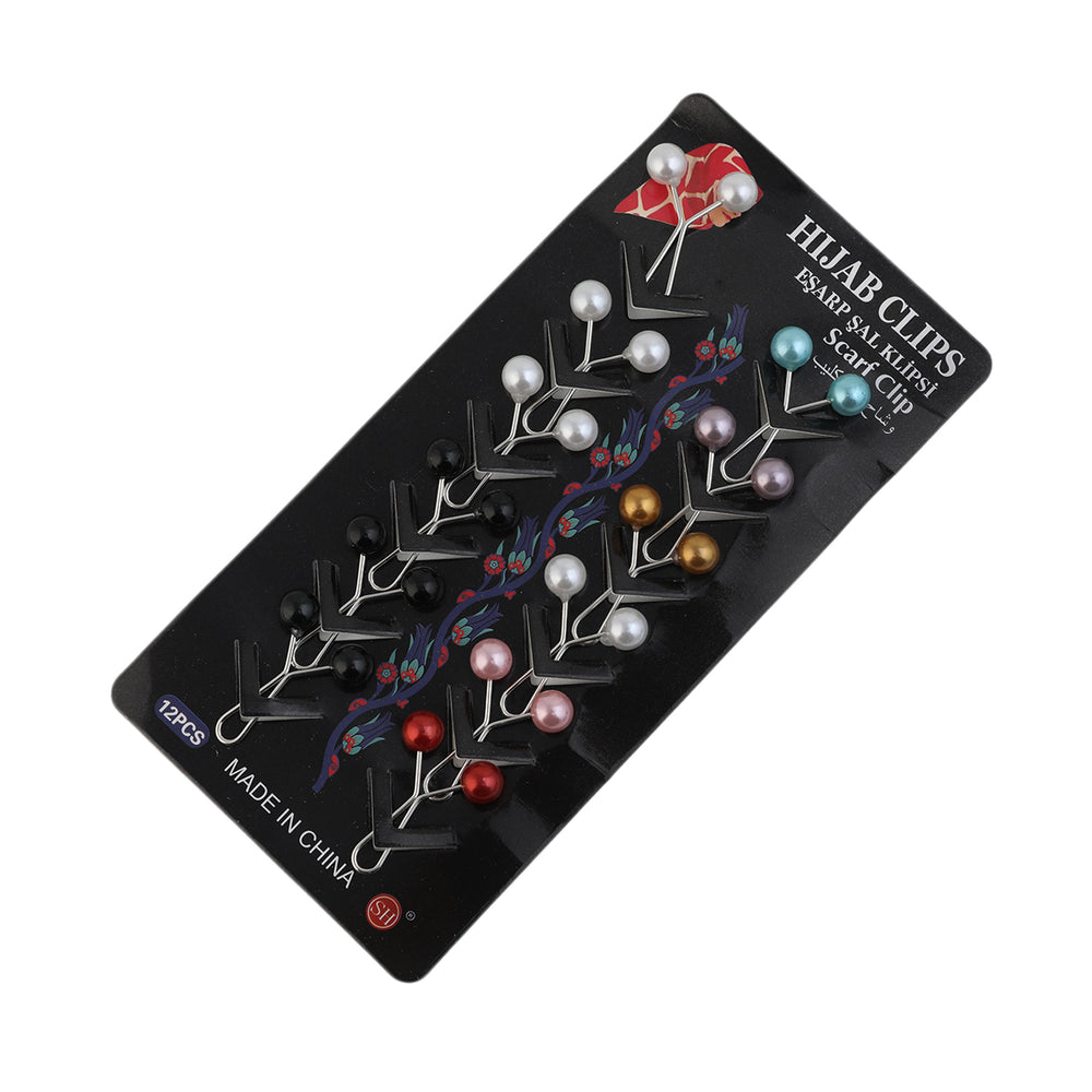 Girls Scarf Pin Card Pack Of 12 - Multi Color, Girls Hair Accessories, Chase Value, Chase Value