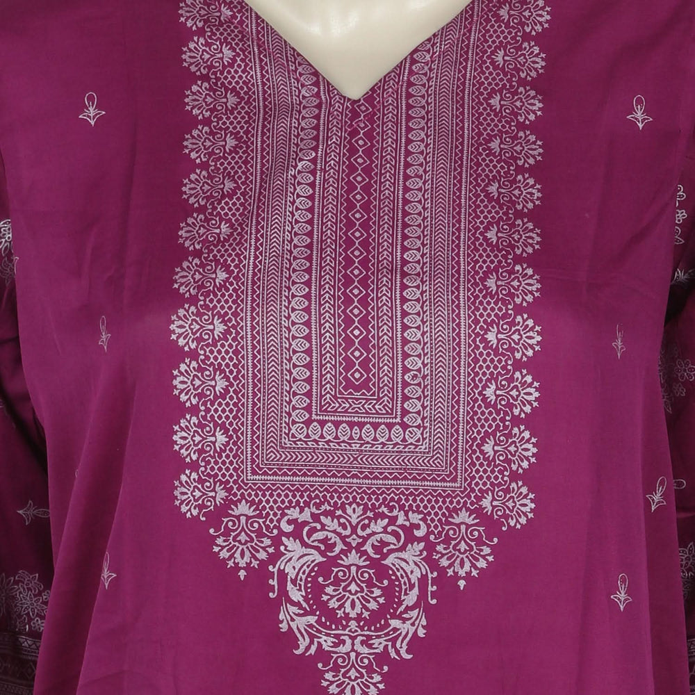 Women's 03pcs Stitched Suit - Purple, Women Shalwar Suits, Chase Value, Chase Value