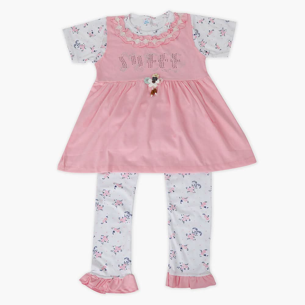 Girls Half Sleeves Suit - Pink, Girls Suits, Chase Value, Chase Value