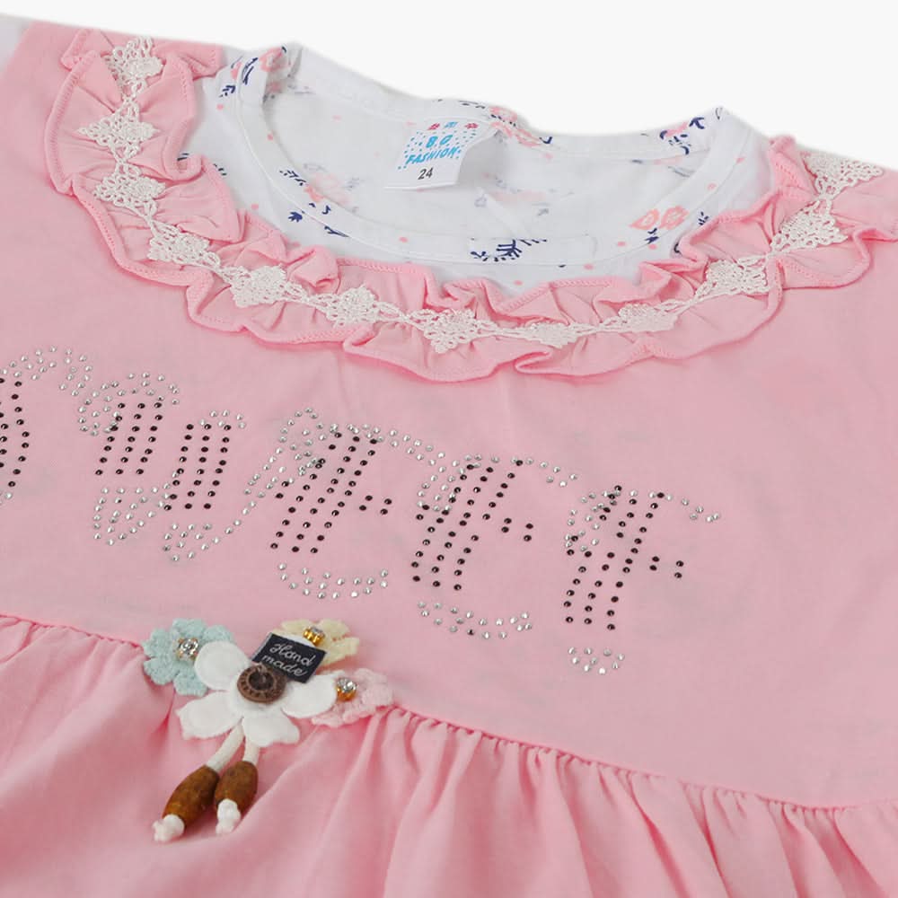 Girls Half Sleeves Suit - Pink, Girls Suits, Chase Value, Chase Value