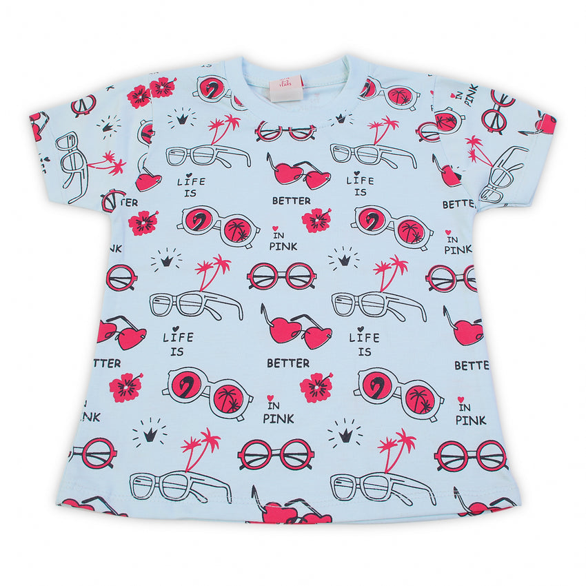 Girls Half Sleeves T-Shirt - Sky Blue