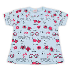 Girls Half Sleeves T-Shirt - Sky Blue