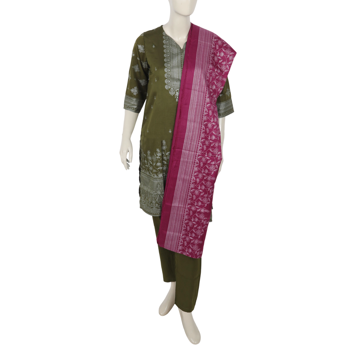 Women's 03pcs Stitched Suit - Dark Green, Women Shalwar Suits, Chase Value, Chase Value