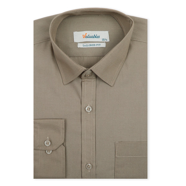 Men's Formal Plain Shirt - Beige