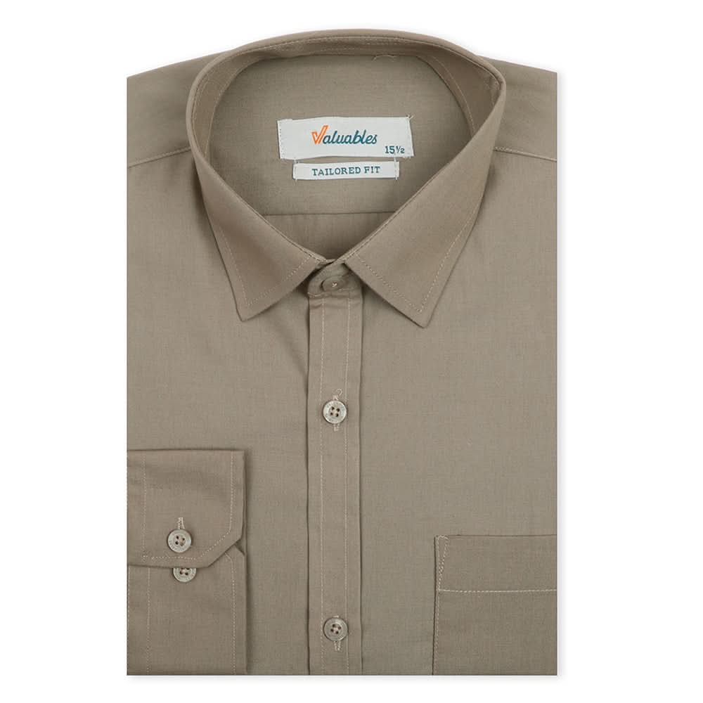 Men's Formal Plain Shirt - Beige, Men's Shirts, Chase Value, Chase Value