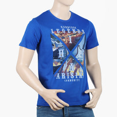 Men's Round Neck Half Sleeves Printed T-Shirt - Blue