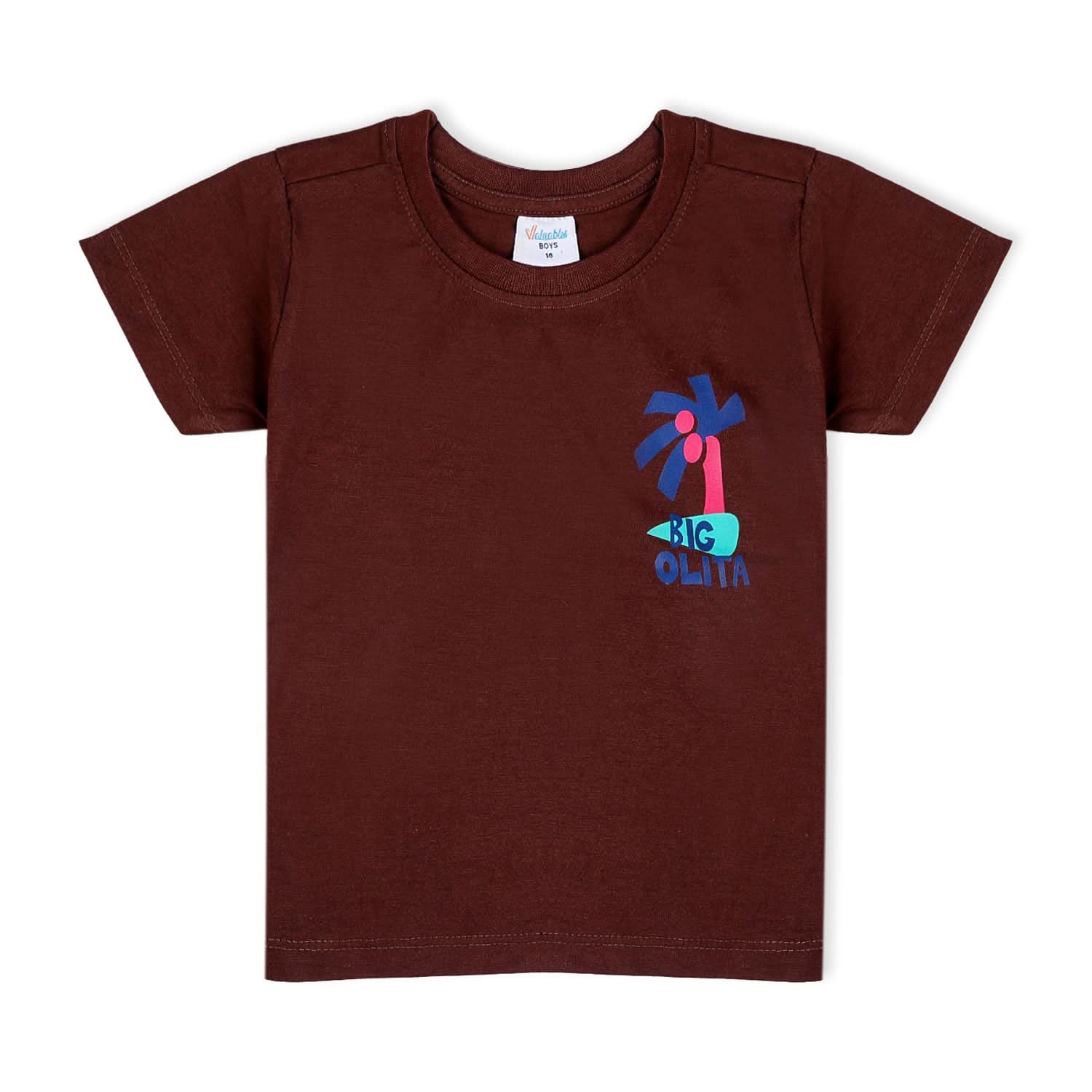 Boys Half Sleeves T-Shirt - Brown, Boys T-Shirts, Chase Value, Chase Value