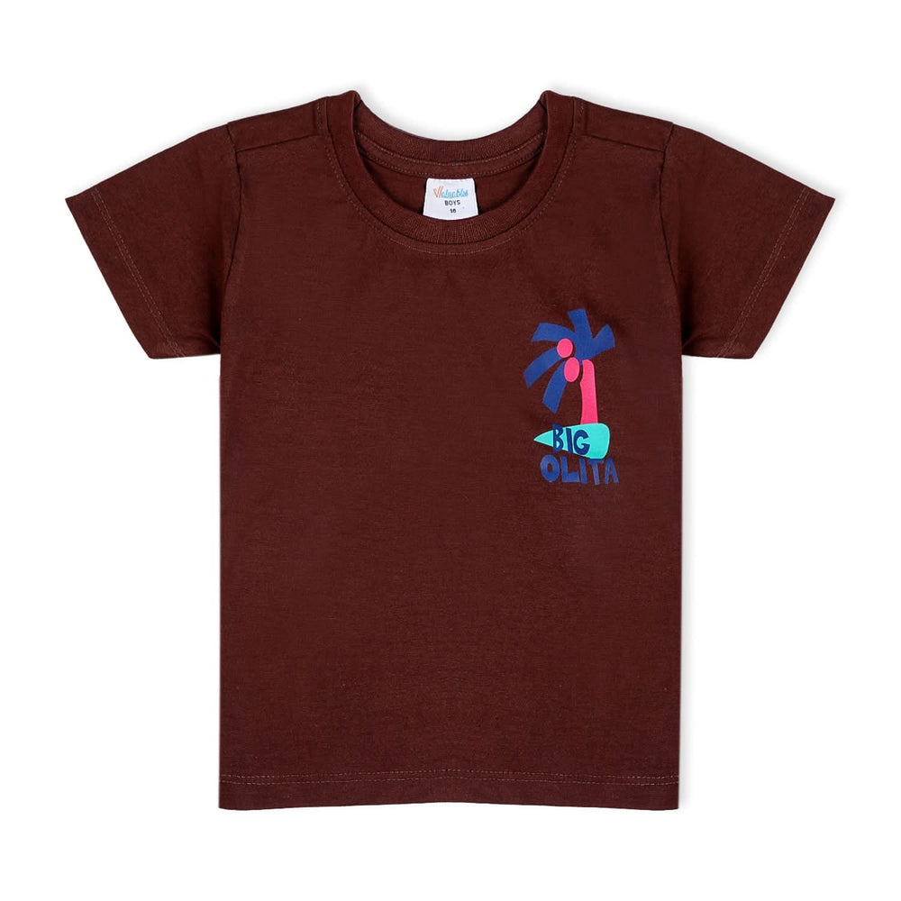 Boys Half Sleeves T-Shirt - Brown, Boys T-Shirts, Chase Value, Chase Value