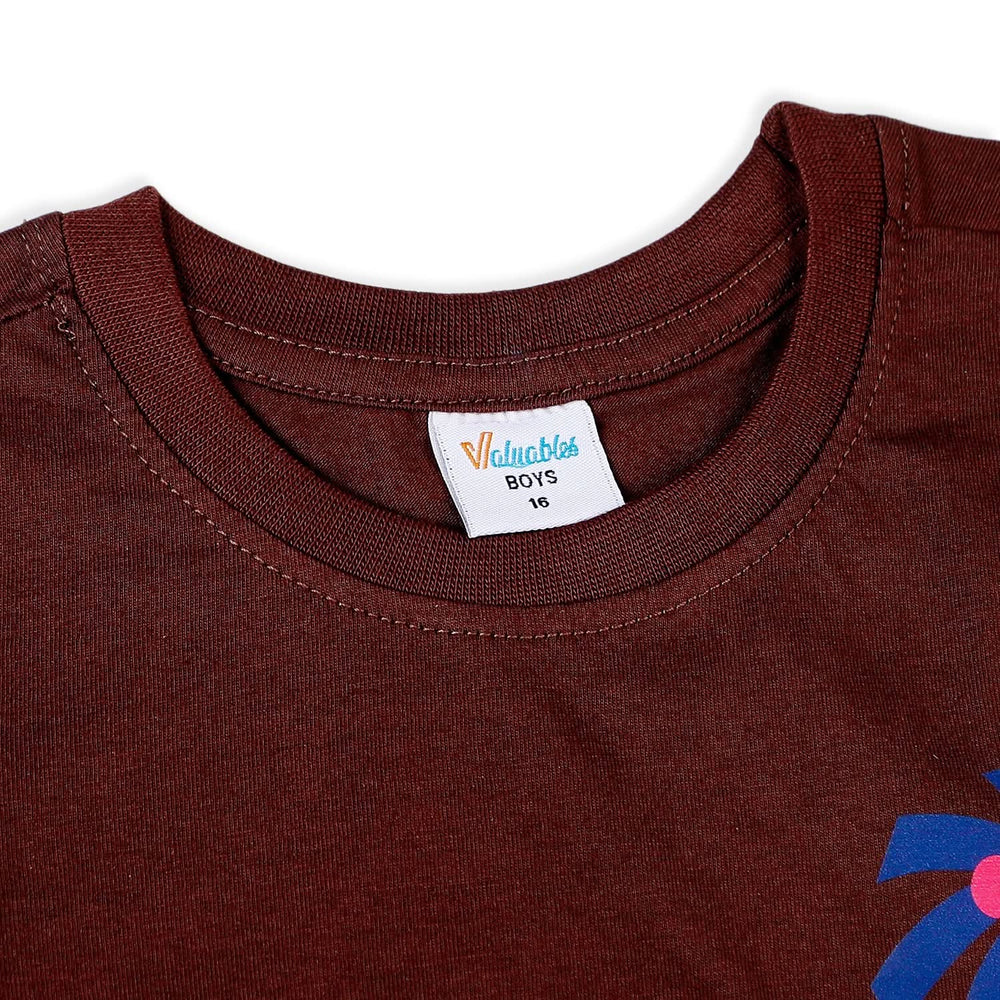 Boys Half Sleeves T-Shirt - Brown, Boys T-Shirts, Chase Value, Chase Value