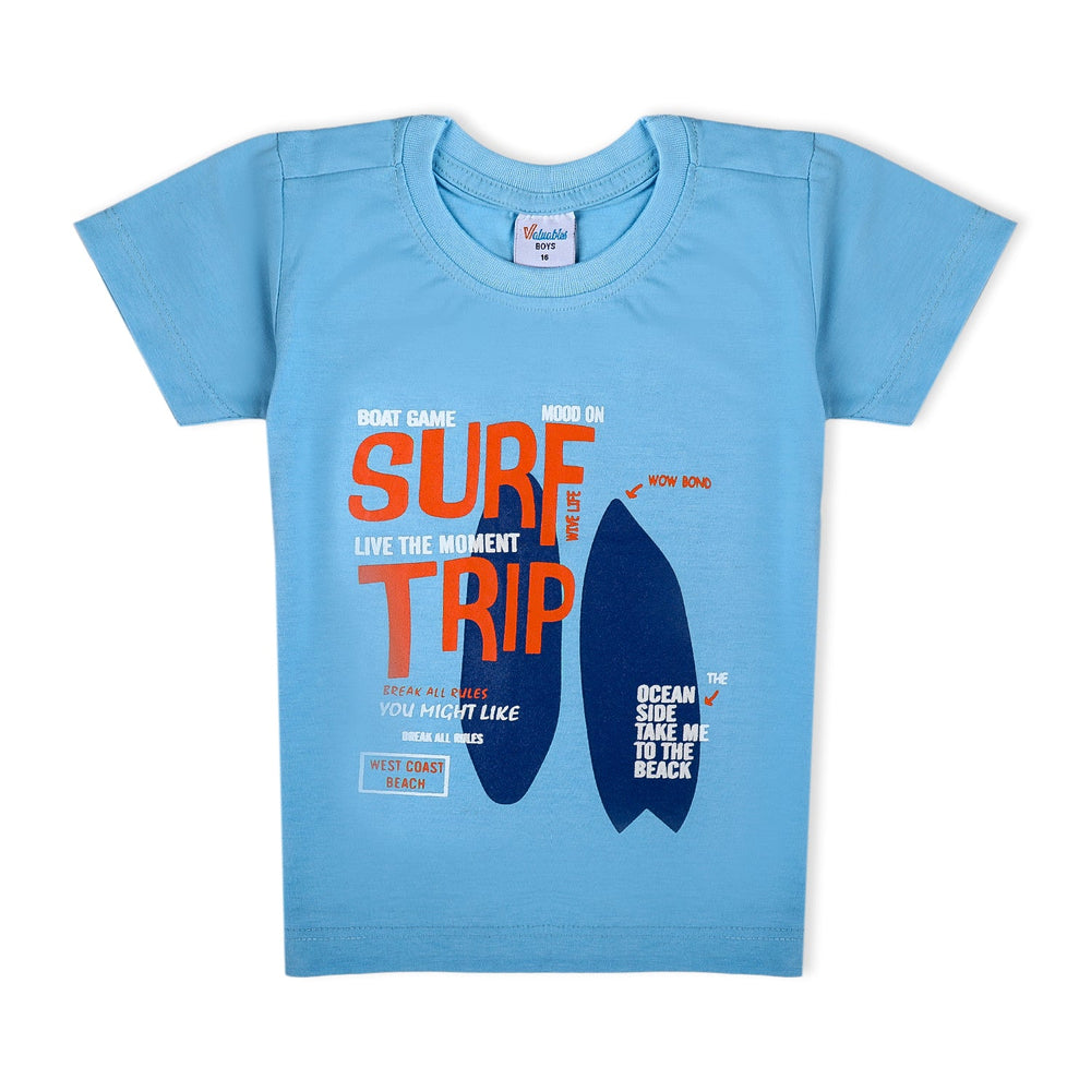 Boys Half Sleeves T-Shirt - Light Blue, Boys T-Shirts, Chase Value, Chase Value