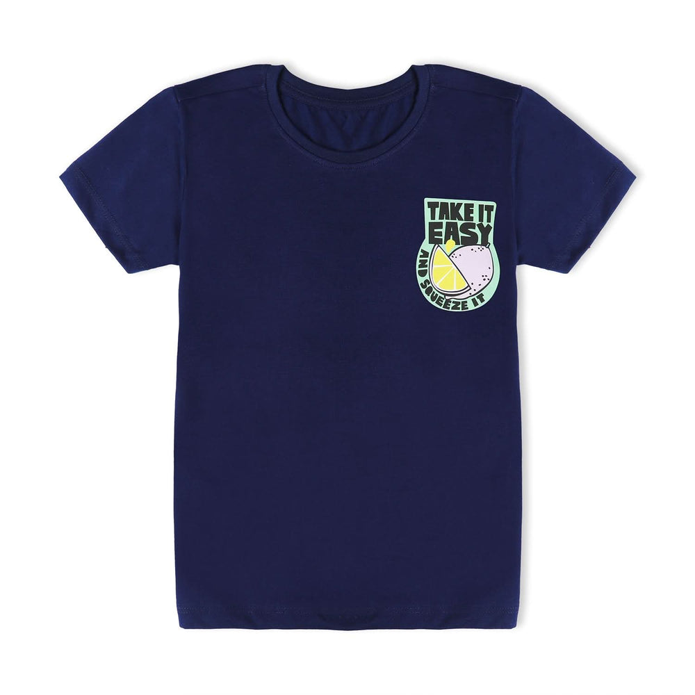 Boys Half Sleeves T-Shirt - Navy Blue, Boys T-Shirts, Chase Value, Chase Value