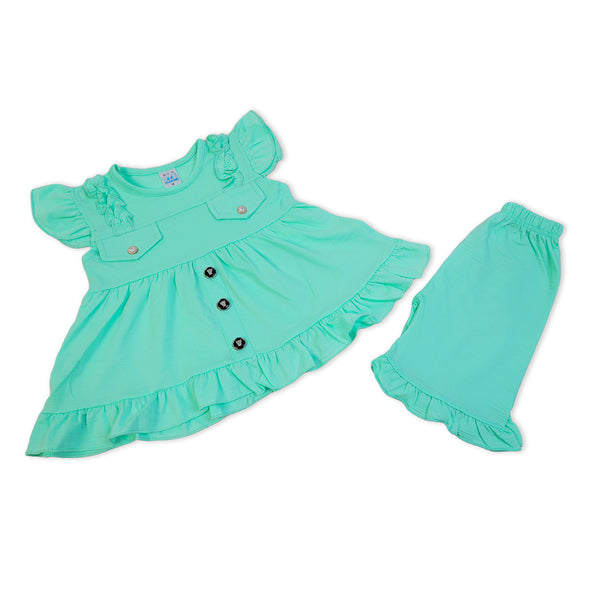 Girls Half Sleeves Suit - Light Green