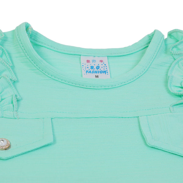 Girls Half Sleeves Suit - Light Green