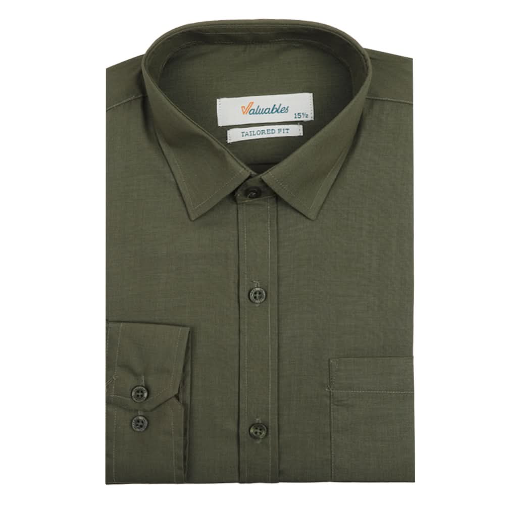 Men's Formal Plain Shirt - Olive Green, Men's Shirts, Chase Value, Chase Value