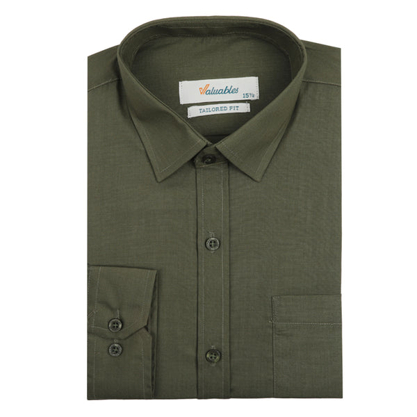 Men's Formal Plain Shirt - Olive Green