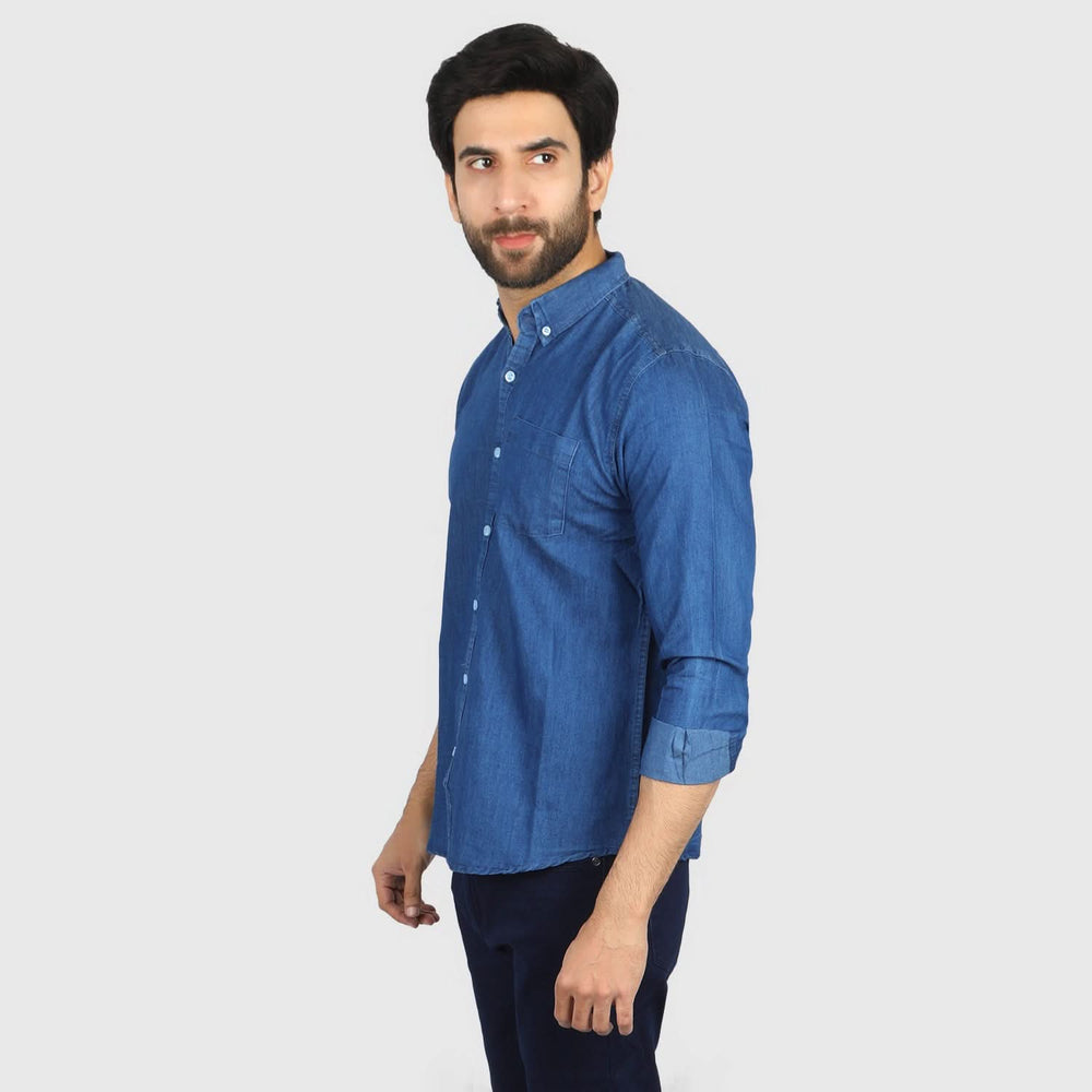 Men's casual denim shirt - Mid Blue, Men's Shirts, Chase Value, Chase Value