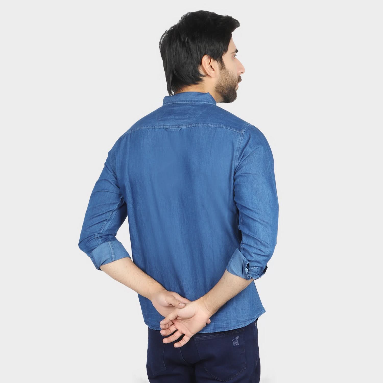 Men's casual denim shirt - Mid Blue, Men's Shirts, Chase Value, Chase Value