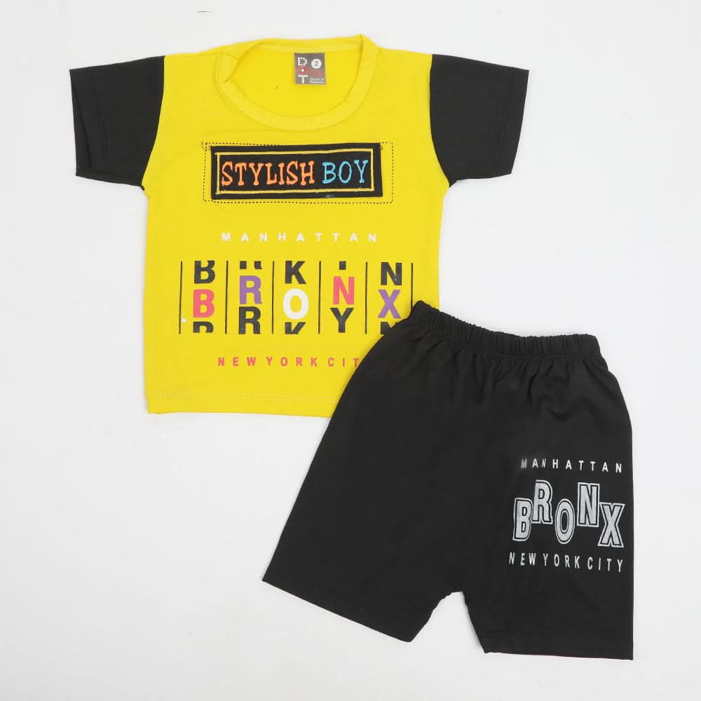 Newborn Boys Half Sleeves Suit - Yellow, Newborn Boys Sets & Suits, Chase Value, Chase Value