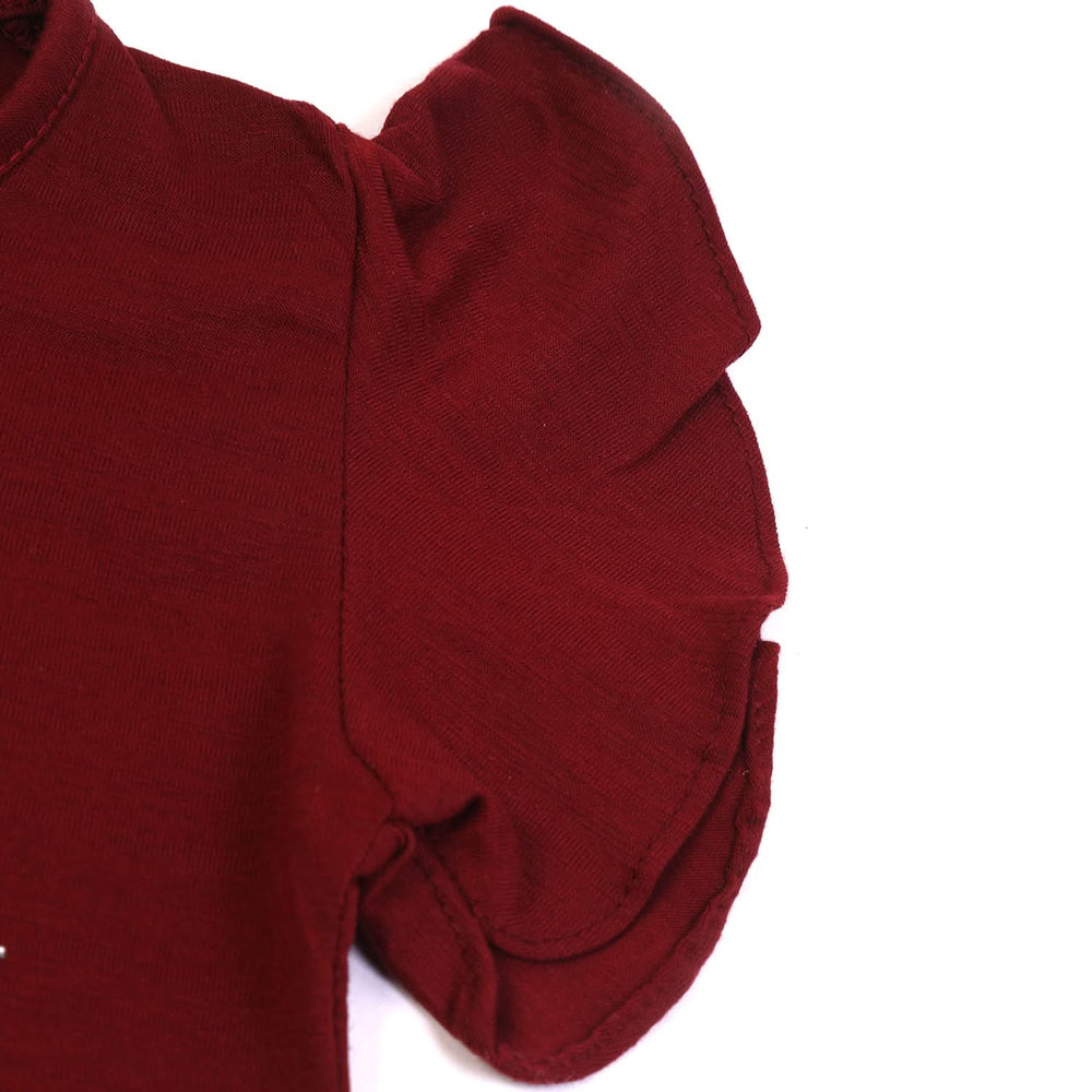 Girls Half Sleeves Skirt Suit - Maroon, Girls Suits, Chase Value, Chase Value