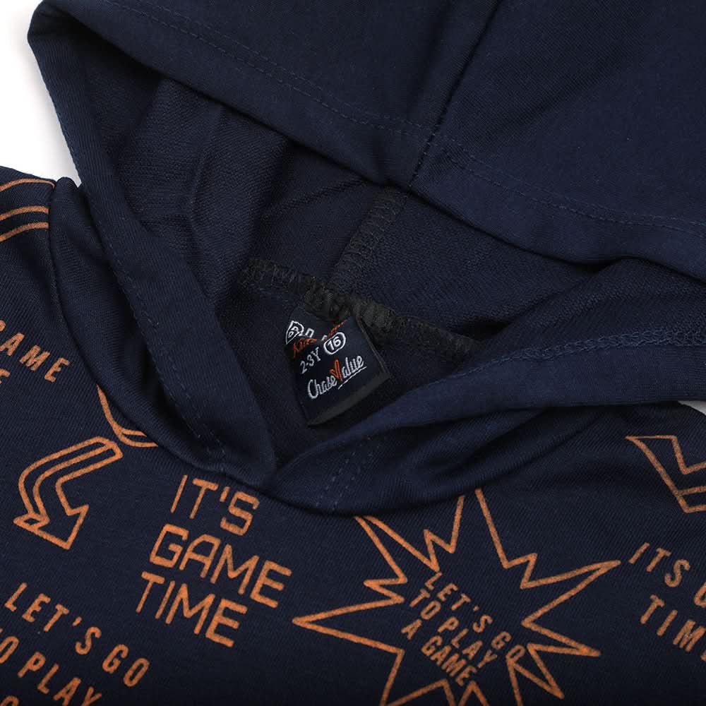 Boys Hoodie T-Shirt - Navy Blue, Boys Hoodies & Sweat Shirts, Chase Value, Chase Value