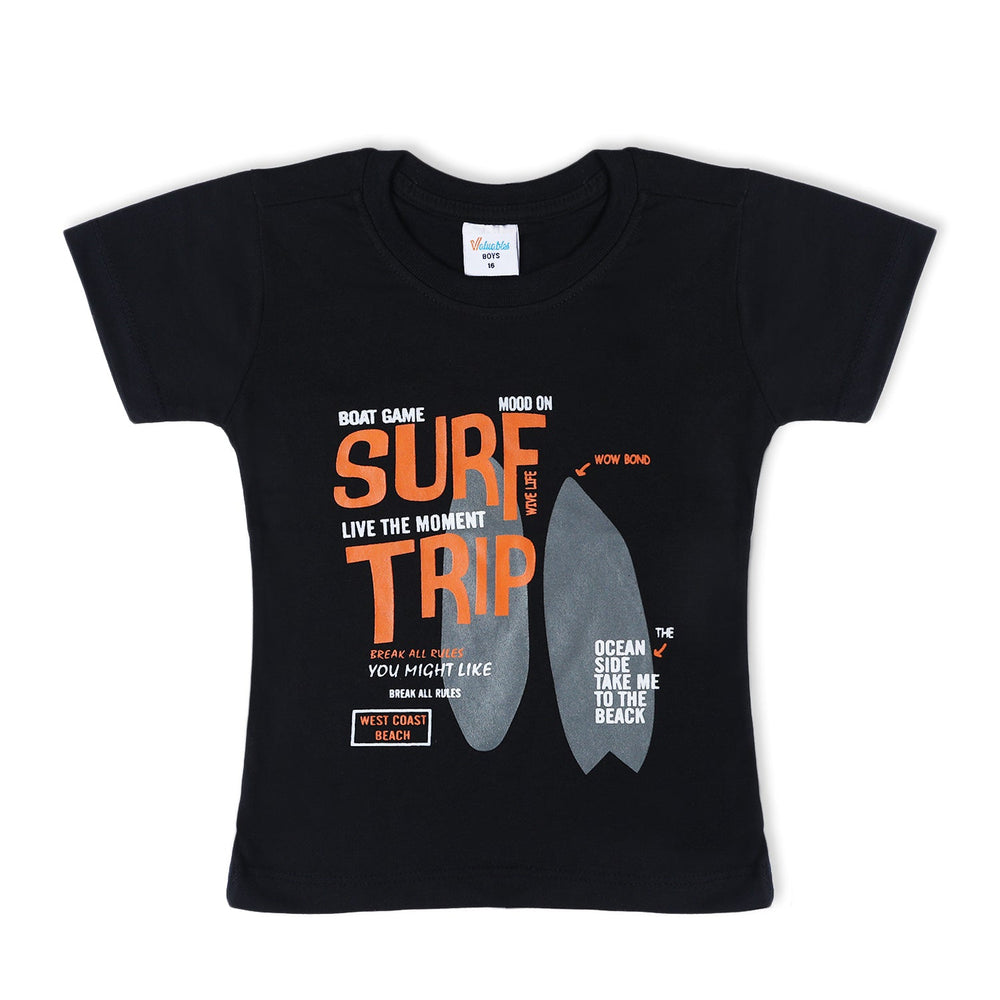 Boys Half Sleeves T-Shirt - Black, Boys T-Shirts, Chase Value, Chase Value