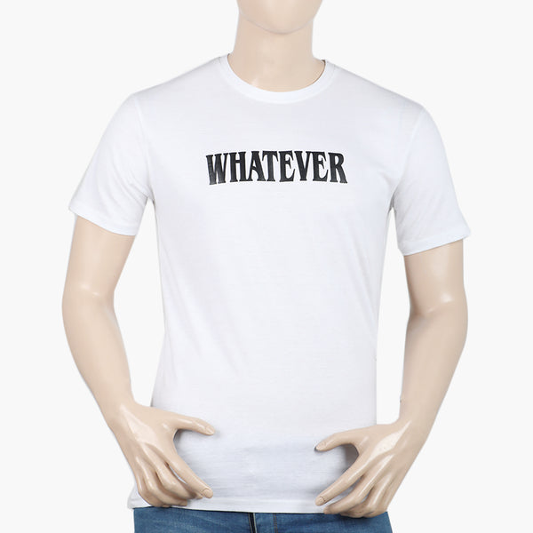 Men's Half Sleeves Printed T-Shirt - White