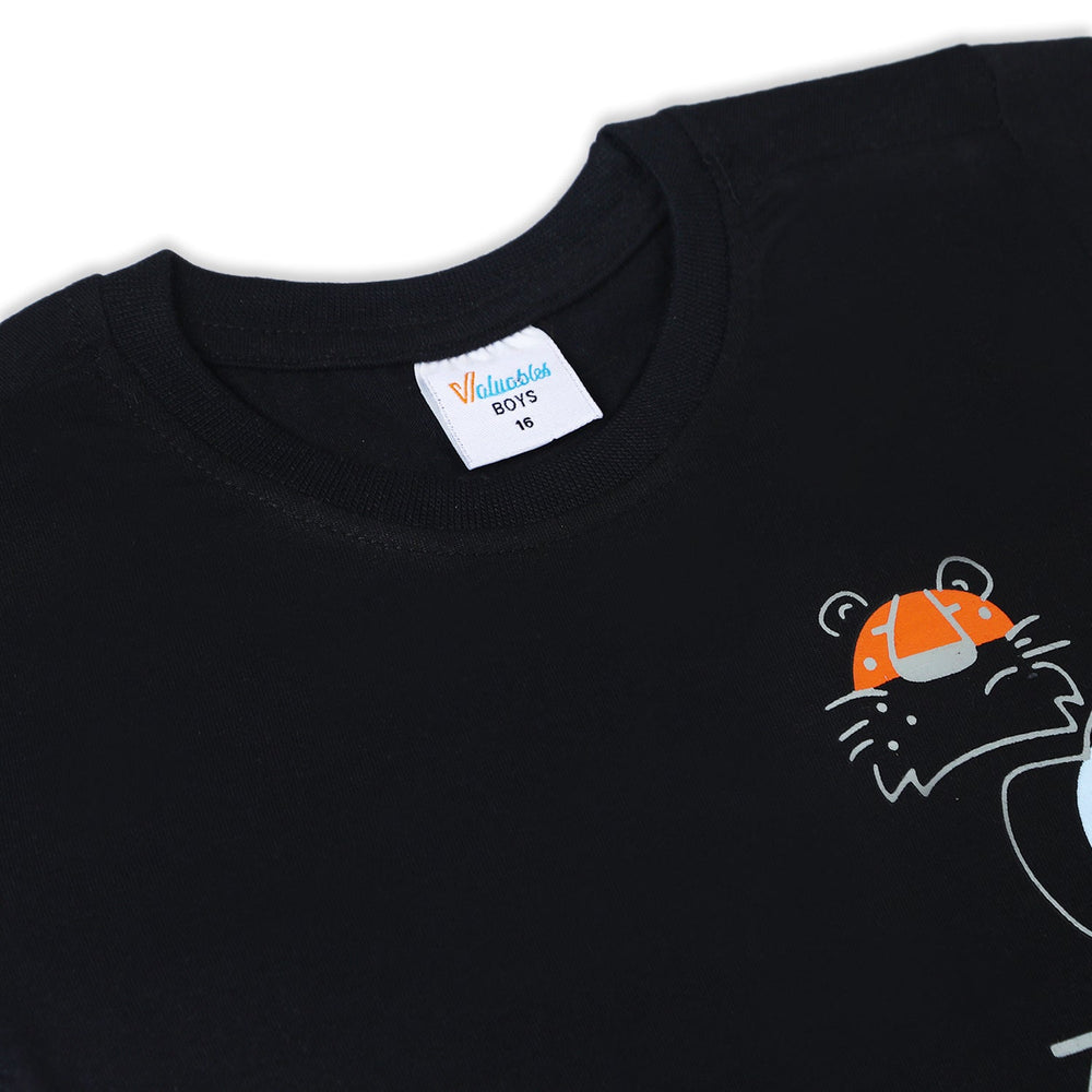 Boys Half Sleeves T-Shirt - Black, Boys T-Shirts, Chase Value, Chase Value