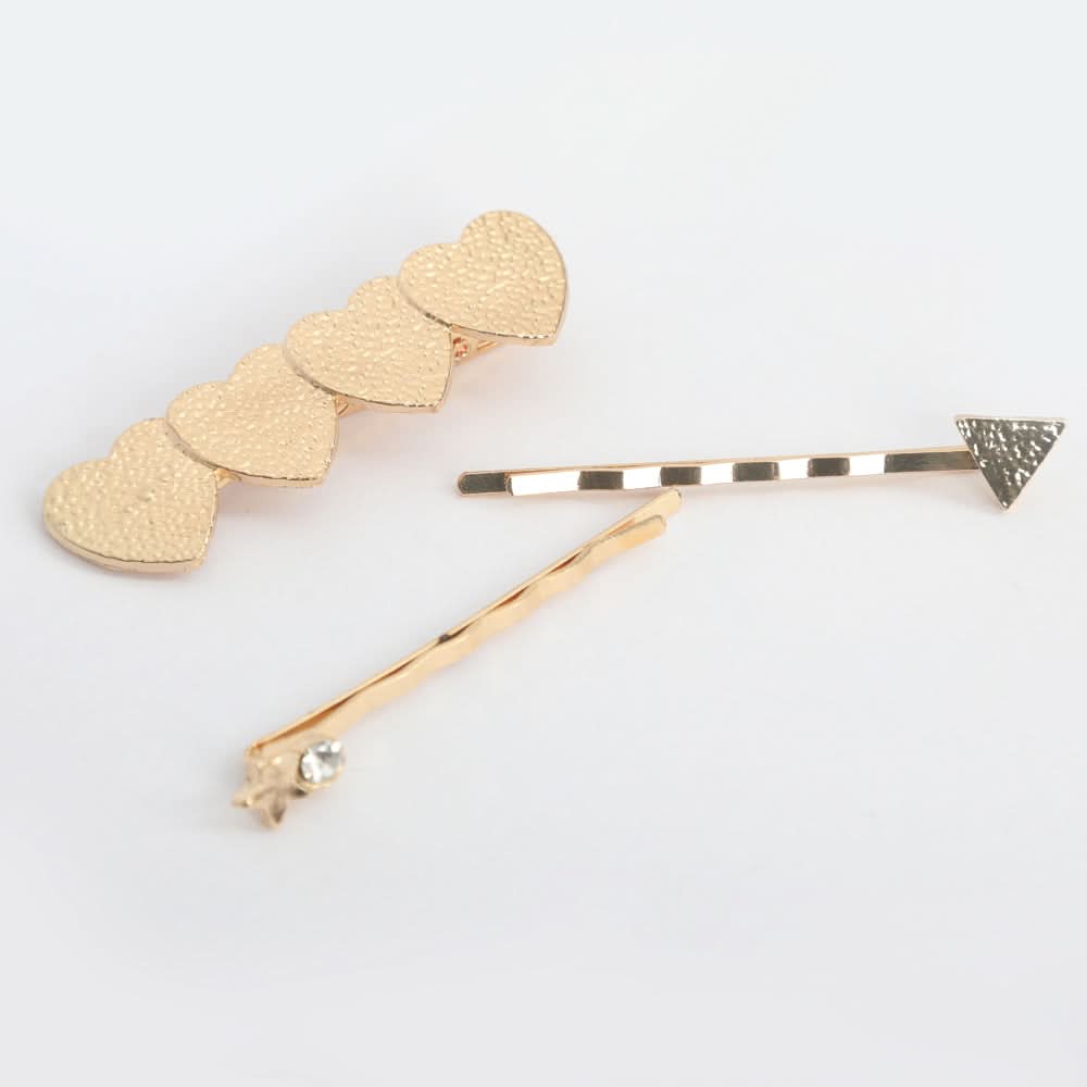 Women's Hair Pin 3 Pcs - Golden, Women, Hair And Head Jewellery, Chase Value, Chase Value