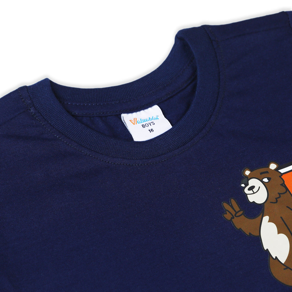 Boys Half Sleeves T-Shirt - Navy Blue, Boys T-Shirts, Chase Value, Chase Value