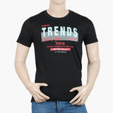 Men's Round Neck Half Sleeves Printed T-Shirt - Black, Men's T-Shirts & Polos, Chase Value, Chase Value