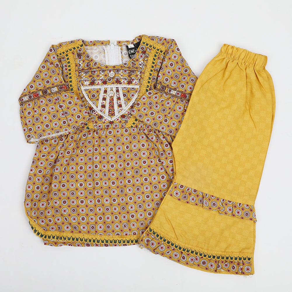 Newborn Girls Suit - Mustard, Newborn Girls Shalwar Suits, Chase Value, Chase Value