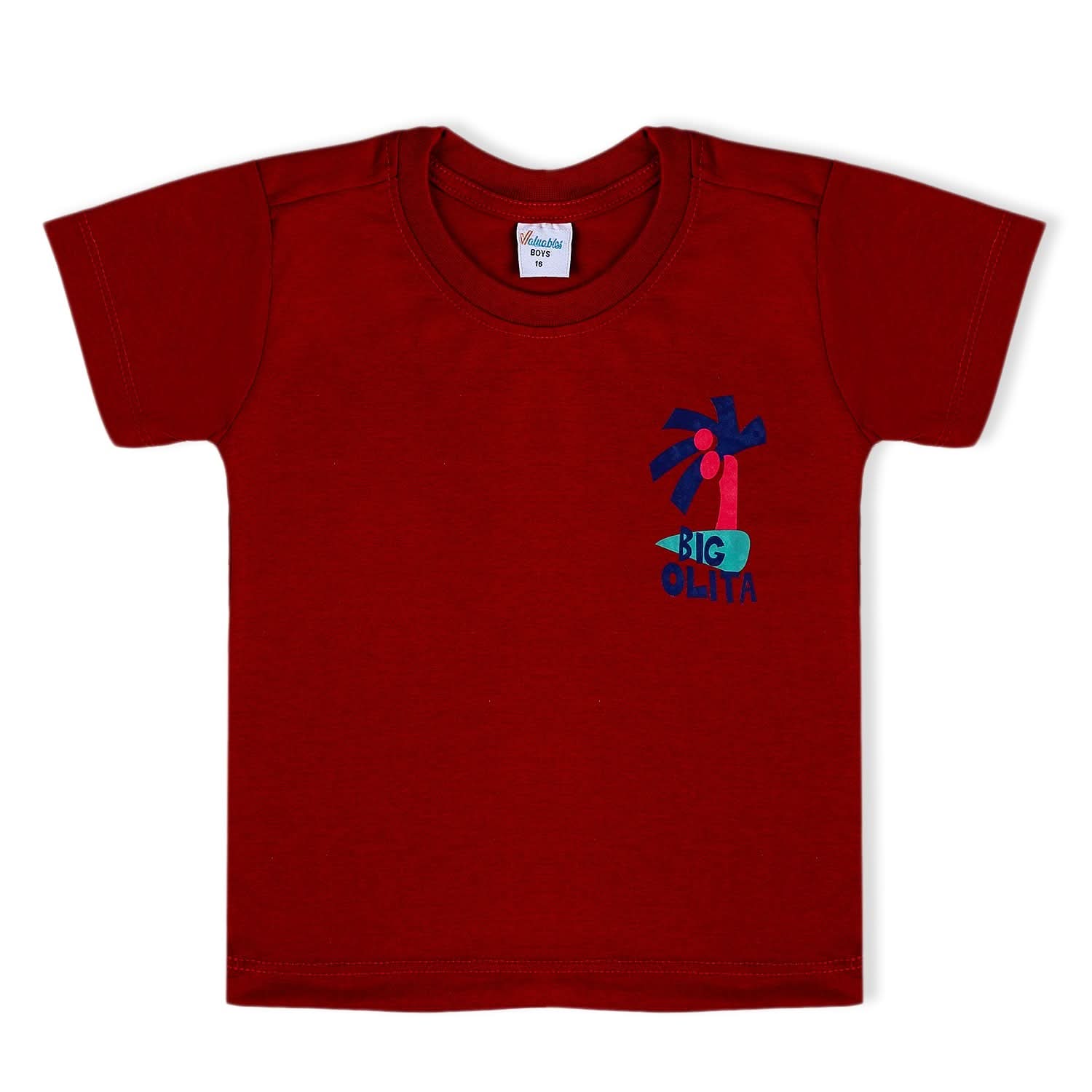 Boys Half Sleeves T-Shirt - Maroon, Boys T-Shirts, Chase Value, Chase Value