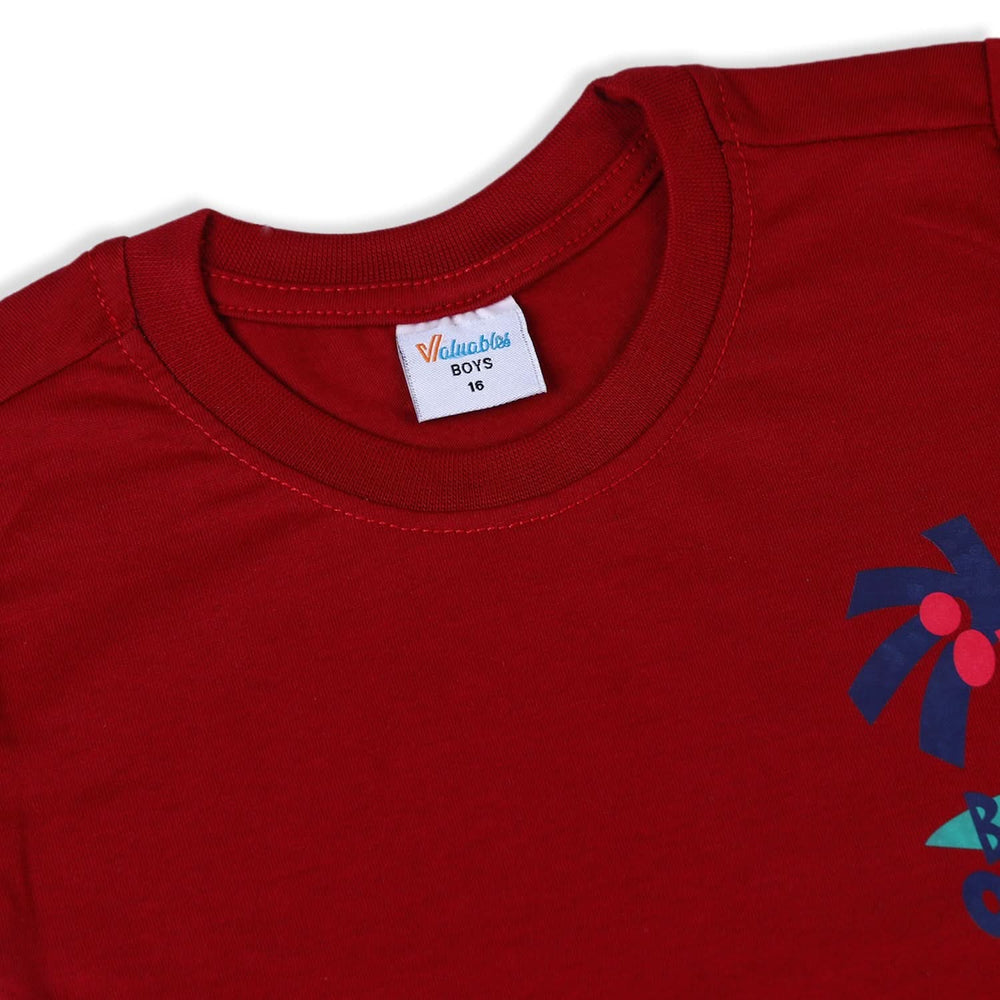Boys Half Sleeves T-Shirt - Maroon, Boys T-Shirts, Chase Value, Chase Value