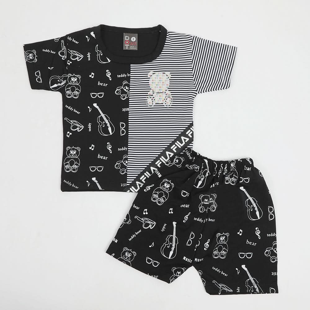 Newborn Boys Half Sleeves Suit - Black, Newborn Boys Sets & Suits, Chase Value, Chase Value