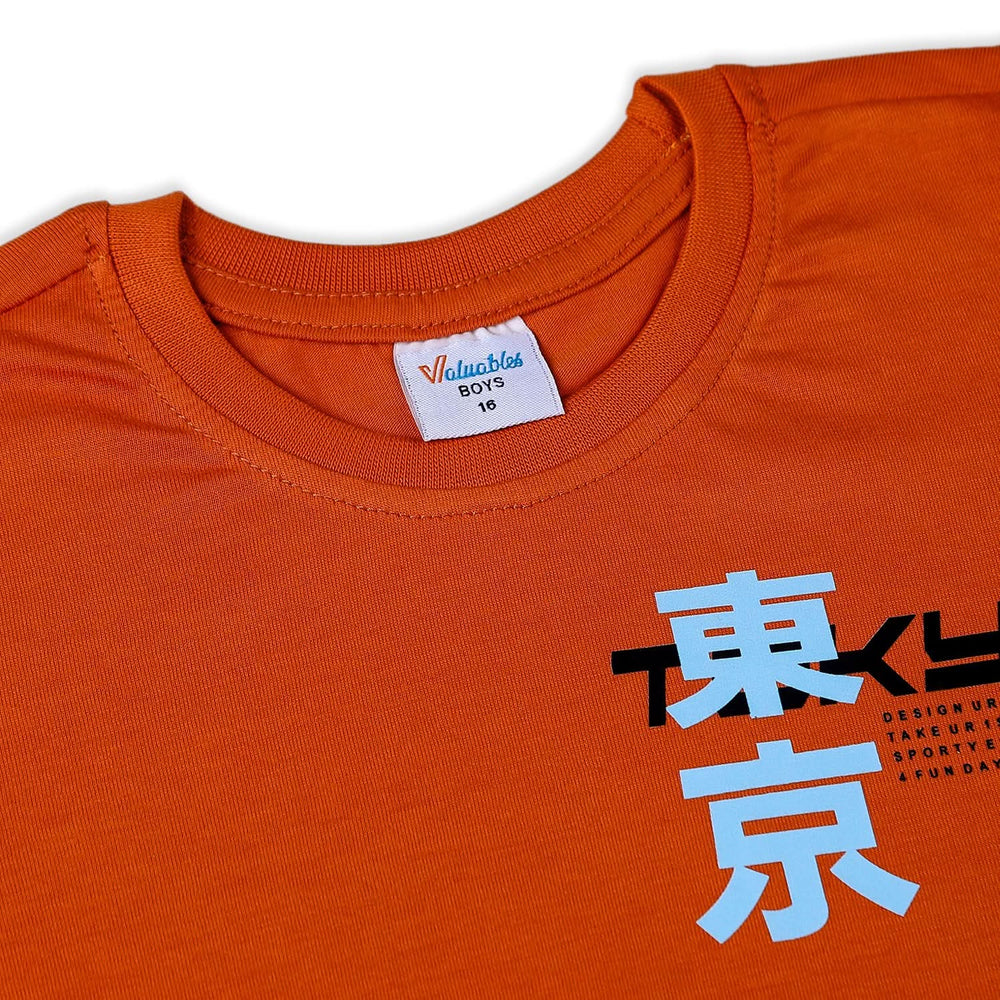 Boys Half Sleeves T-Shirt - Rust, Boys T-Shirts, Chase Value, Chase Value