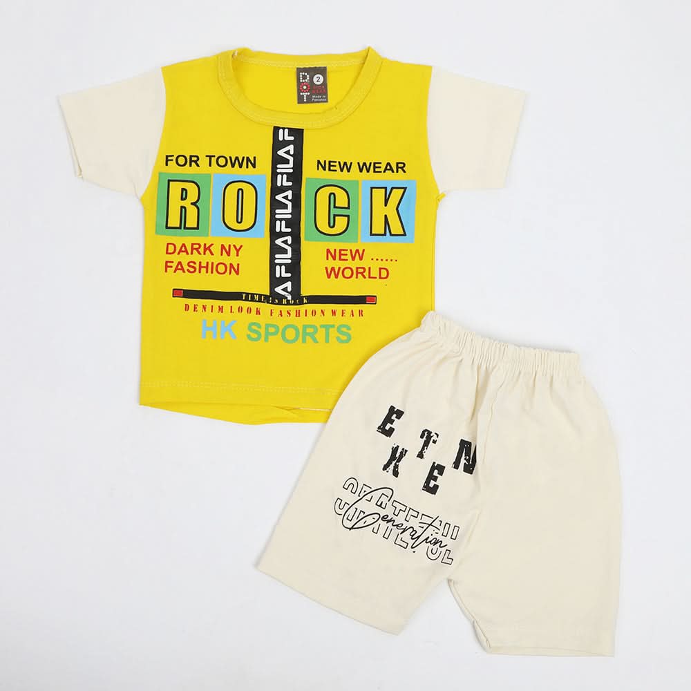Newborn Boys Half Sleeves Suit - Yellow, Newborn Boys Sets & Suits, Chase Value, Chase Value