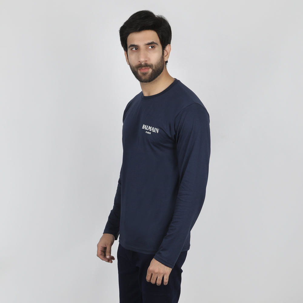 Men's Full Sleeves Printed T-Shirt - Navy Blue, Men's T-Shirts & Polos, Chase Value, Chase Value