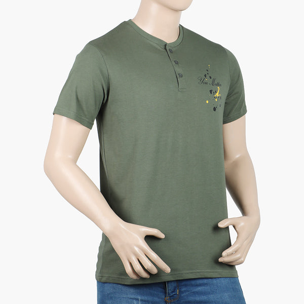 Eminent Men's Round Neck Half Sleeves Printed T-Shirt - Olive Green, Men's T-Shirts & Polos, Eminent, Chase Value