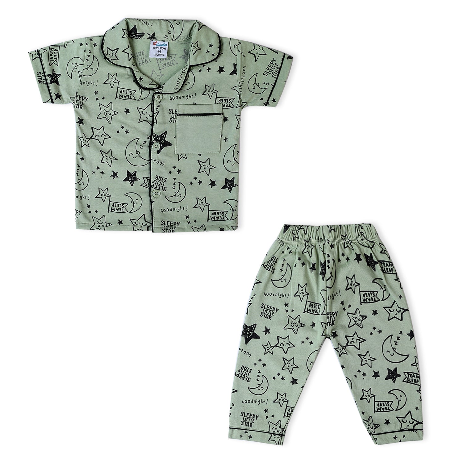 Valuable Newborn Boys Half Sleeves Night Suit - Sea Green, Newborn Boys Sets & Suits, Chase Value, Chase Value