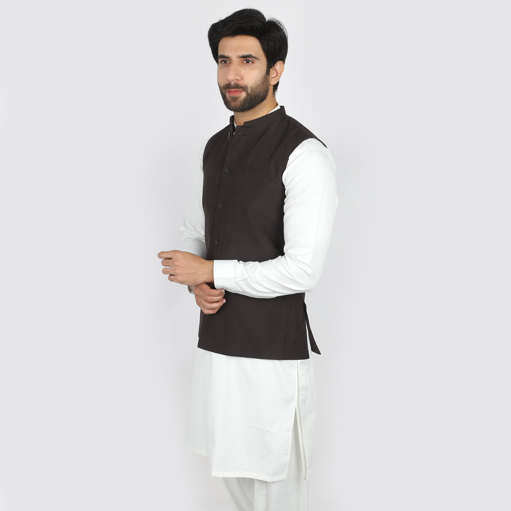 Men's Plain Waistcoat - Dark Brown, Men's Waist Coats, Chase Value, Chase Value