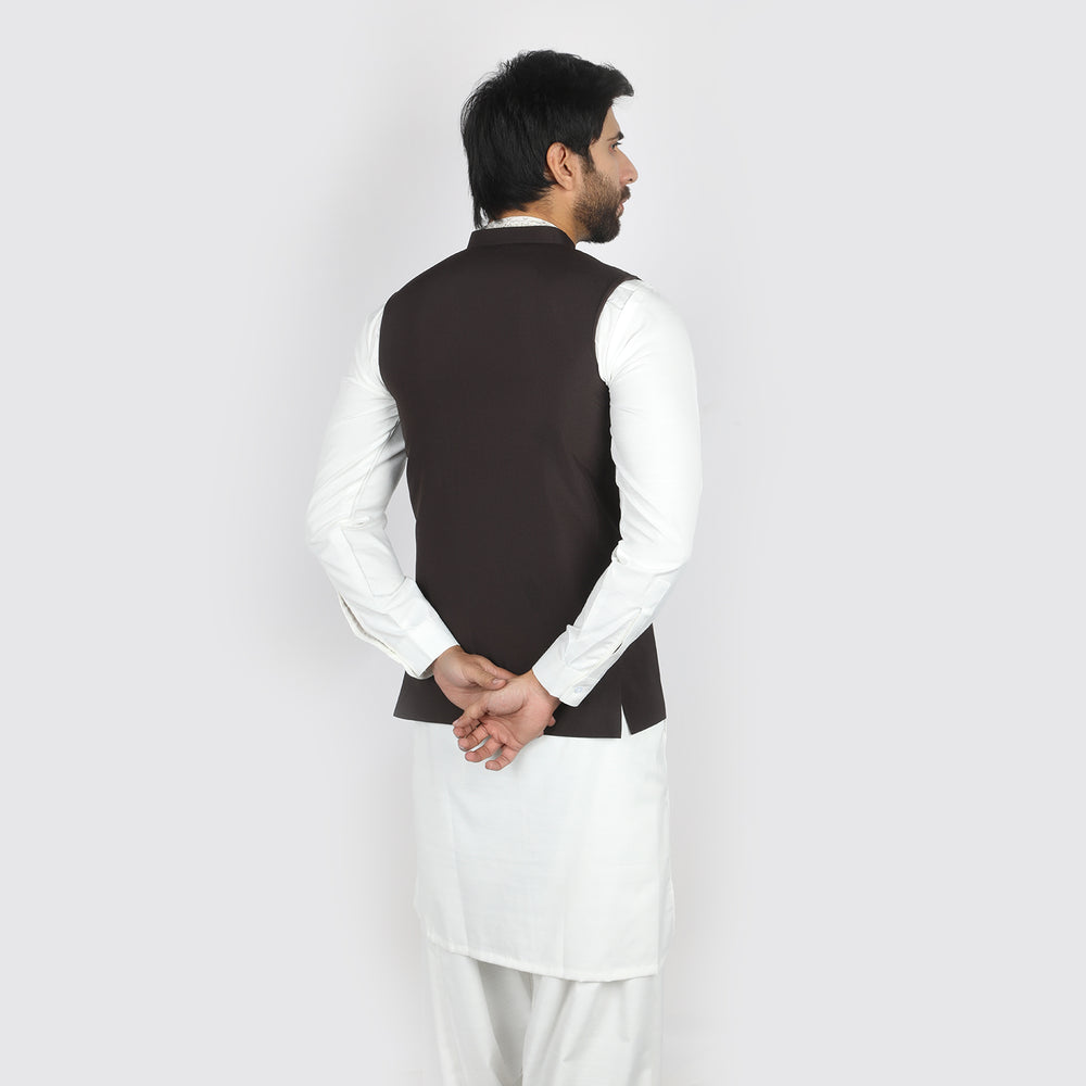 Men's Plain Waistcoat - Dark Brown, Men's Waist Coats, Chase Value, Chase Value