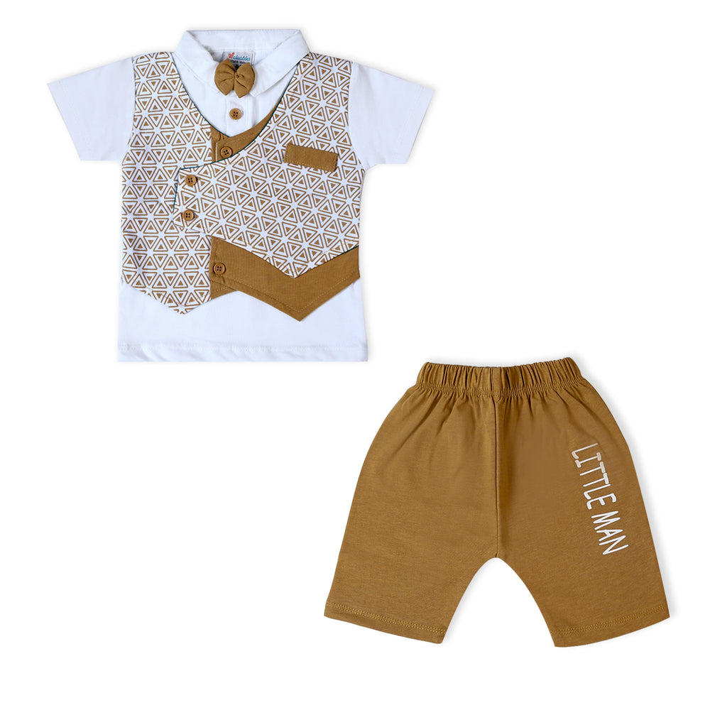 Valuable Newborn Boys Half Sleeves Suit - Brown, Newborn Boys Sets & Suits, Chase Value, Chase Value