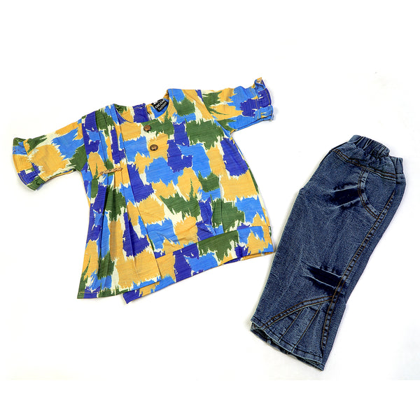 Girls Half Sleeves Pant Suit - Blue