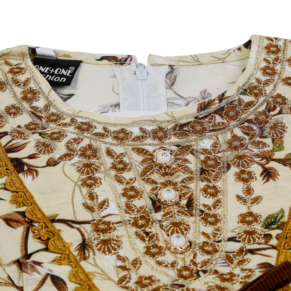 Girls Embroidered Shalwar Suit - Cream, Girls Shalwar Kameez, Chase Value, Chase Value