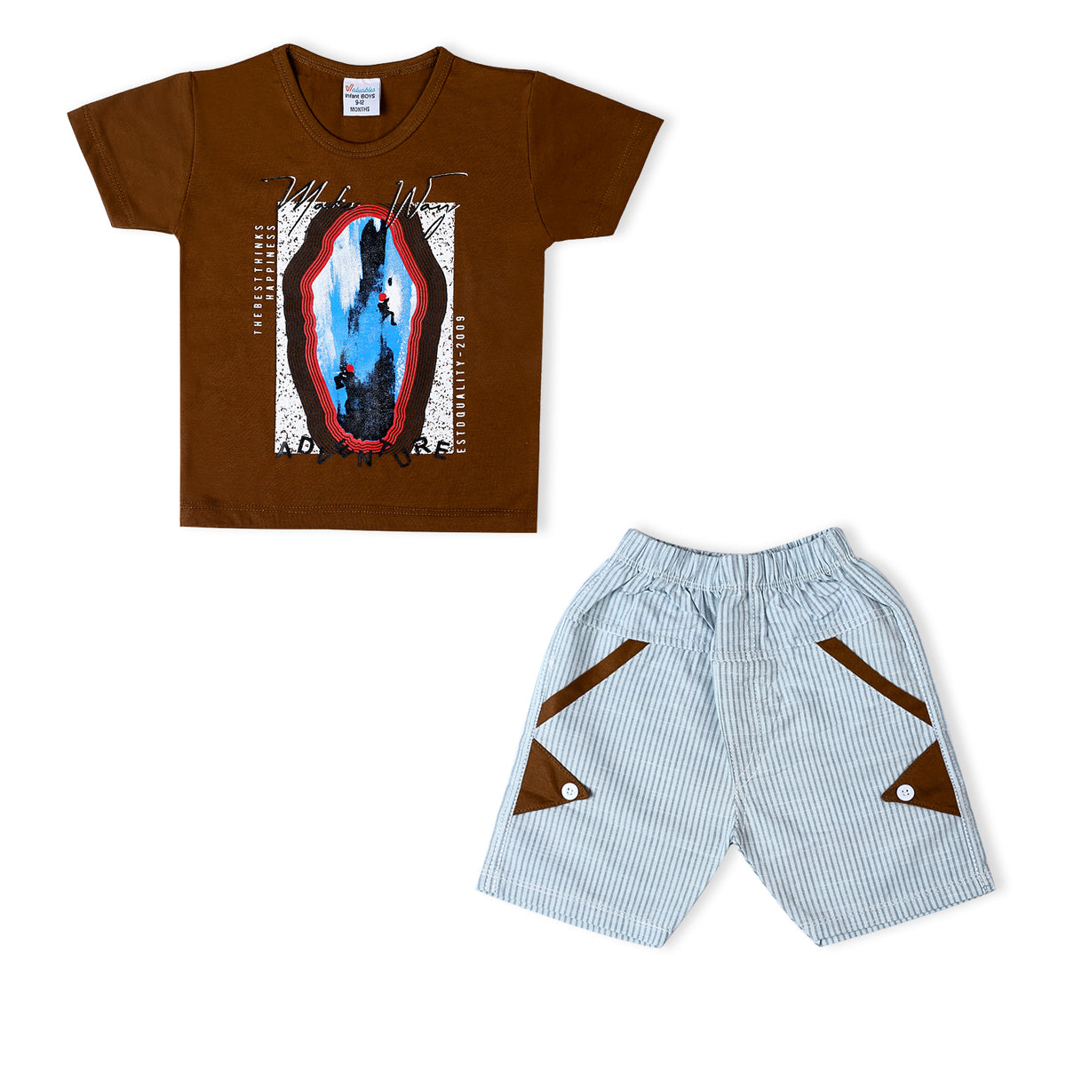 Valuable Newborn Boys Half Sleeves Suit - Brown, Newborn Boys Sets & Suits, Chase Value, Chase Value