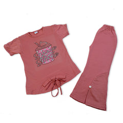Girls Tight Half Sleeves Suit - Maroon